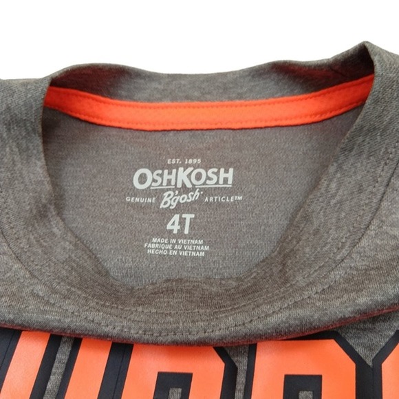 Oshkosh B'gosh Toddler Boy Tee Shirt Size 4T Gray Turbo Mode Long Sleeve - Picture 3 of 4